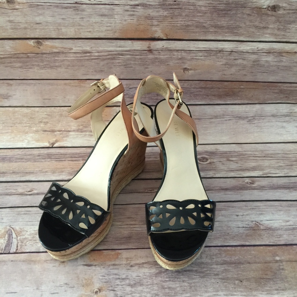 Women’s Black Nine West Wedge Sandals - Size 8½
